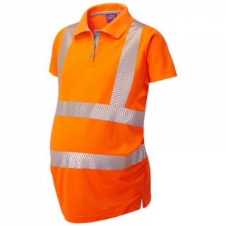 Leo Workwear PM03-O Lovacott ISO 20471 Class 2 Maternity Coolviz Plus Hi Vis Polo Shirt Orange
